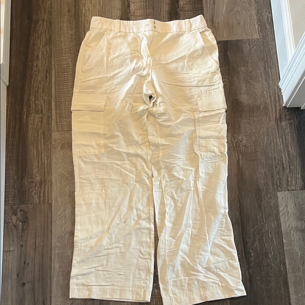 Cream Cargo Pants Linen